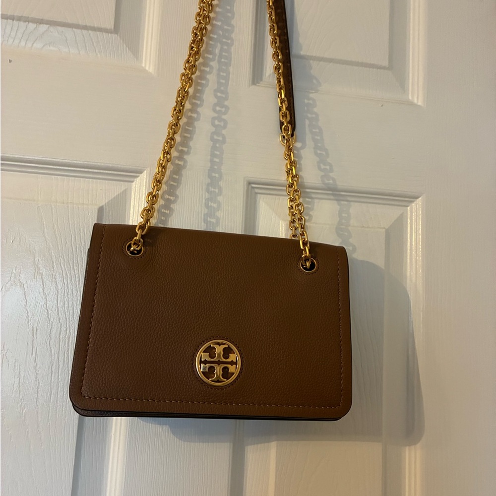 Tory Burch Authentic Carson Tan Convertible Crossbody Bag with Gold Chain - Picture 2 of 7